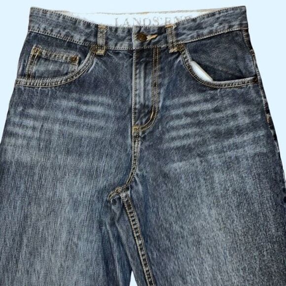 Lands' End Boys Youth Baumwolle Comfort Relaxed Fit Straight Leg Jeans Blue Size - Picture 2 of 6